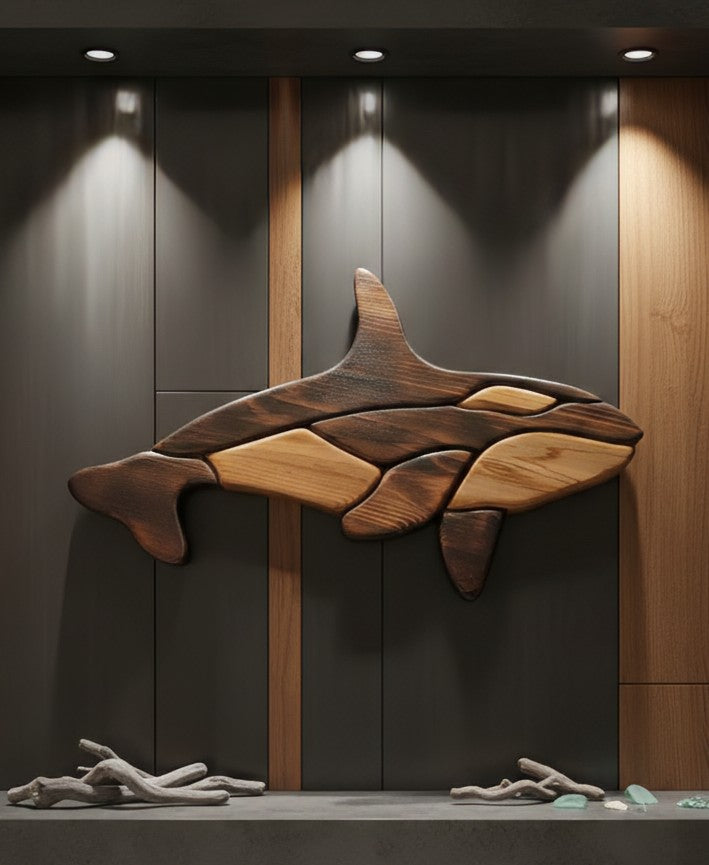 Handcrafted Intarsia Wood Art - Orca – Echo of a Stone