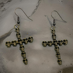 Gothic, Antique Copper, Skull Earrings