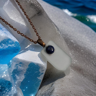 Sea glass - Lapis lazuli - necklace