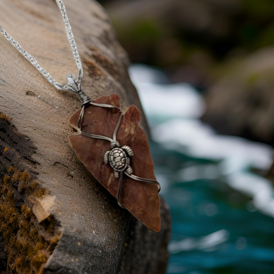 Mookaite Jasper, Arrowhead, with Turtle,  Necklace - Echo of a Stone