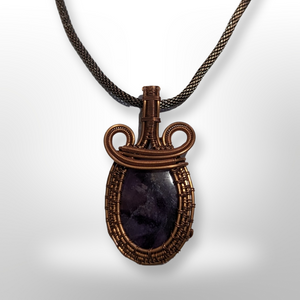 Necklace - Copper wire wrapped, Amethyst