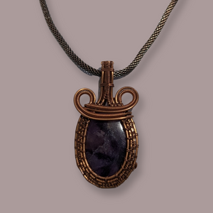 Necklace - Copper wire wrapped, Amethyst