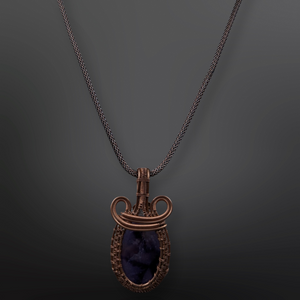 Necklace - Copper wire wrapped, Amethyst