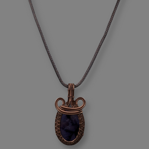 Necklace - Copper wire wrapped, Amethyst