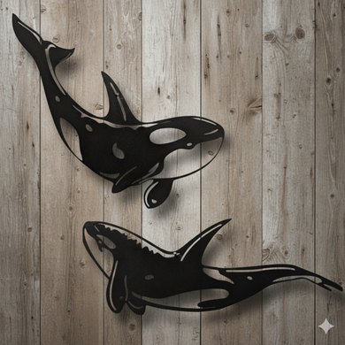 Oceanic Embrace - Orca Babies - Metal wall Art