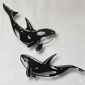 Oceanic Embrace - Orca Babies - Metal wall Art