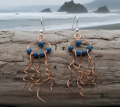 The spirit of the West Coast - Jellyfish - Earrings - Blue Apatite