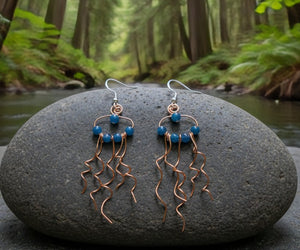 The spirit of the West Coast - Jellyfish - Earrings - Blue Apatite