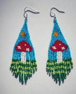 Enchanted Awakening -Beaded - Mushroom, Earrings