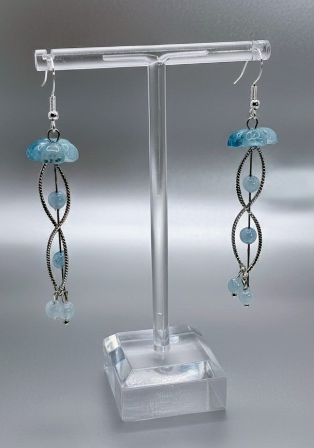 Ocean's Embrace - Jellyfish - Earrings - Aquamarine