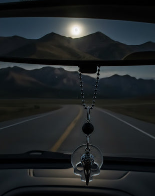 The Ravens Tall - Skull & Raven - Rear view mirror hanger