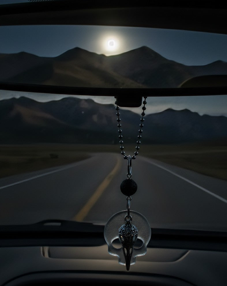 The Ravens Tall - Skull & Raven - Rear view mirror hanger