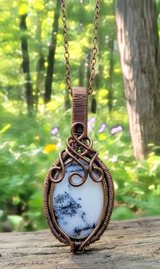 Whisper Grove - Copper Wrapped - Dendrite Opal - Necklace
