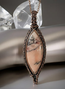 The Heart Healer - Copper Wrapped - Pink Aragonite - Necklace