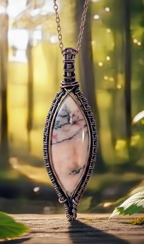 The Heart Healer - Copper Wrapped - Pink Aragonite - Necklace