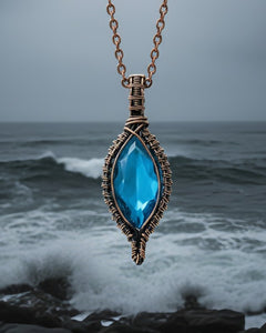 The Weave of Truth- Copper Wrapped - Blue Topaz - Necklace