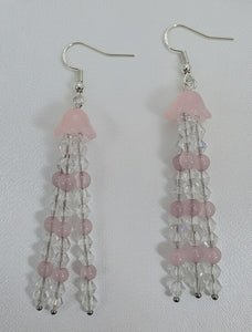 Talisman of Unconditional Love - Jellyfish - Earrings - Rose Quartz