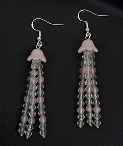 Talisman of Unconditional Love - Jellyfish - Earrings - Rose Quartz