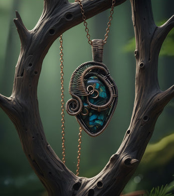 The Weaver's Charm - Turquoise Copper -  Necklace