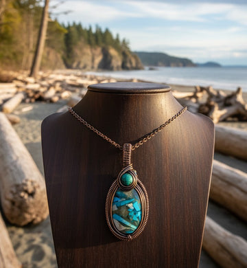 The Copper Vein Talisman - Turquoise Oyster -  Necklace