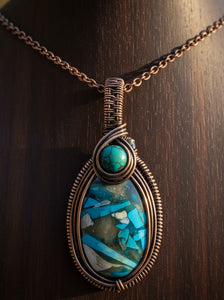 The Copper Vein Talisman - Turquoise Oyster -  Necklace