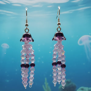 Whimsical Tentacles  - Jellyfish - beaded, Earrings