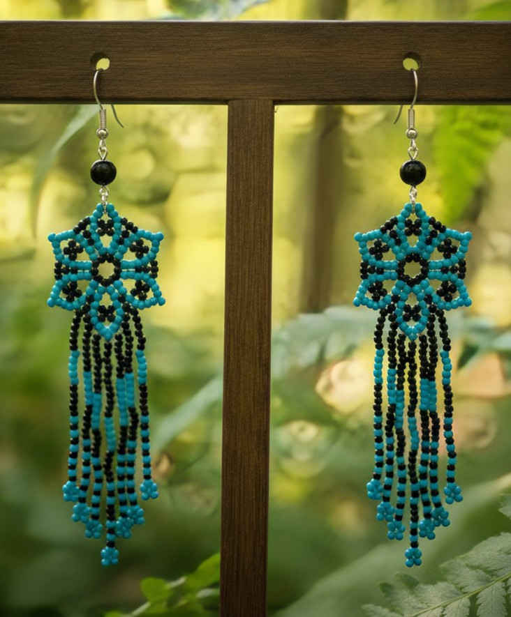 Midnight Constellation - Beaded - Black Obsidian - Earrings