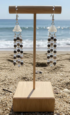 Silver Moon - Jellyfish - Earrings - Black moonstone