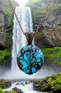 Amulet of Abundance - Turquoise - Copper Wrapped - Necklace