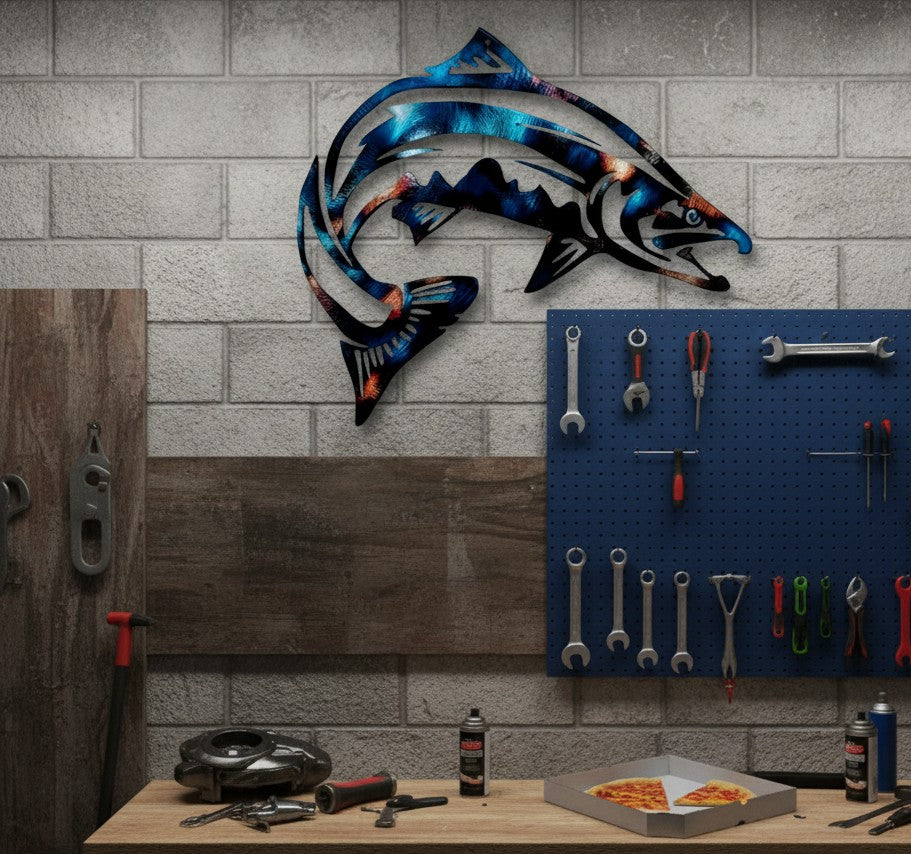 The Ascent - Salmon - Metal wall art