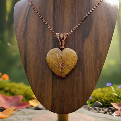The Fiery Heart - Copper wrapped -Tree of Life - Carnelian heart - Necklace