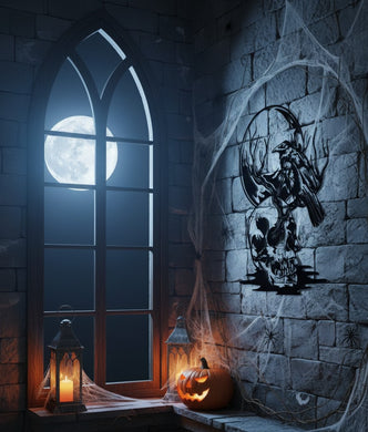 Gothic - Metamorphosis at Midnight - Raven - Skull - Full moon Metal art