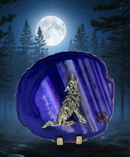 Load image into Gallery viewer, Howling Spirit Wolf  - Agate - Candle Holder