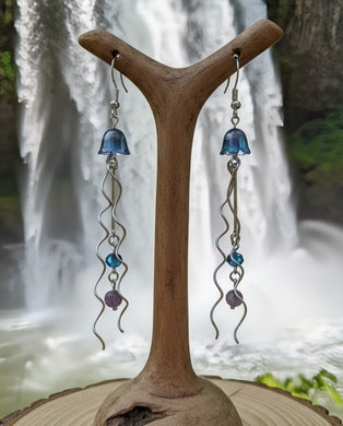 The Salish Sea Sirens' Veil - Jellyfish - Earrings - Lepidolite
