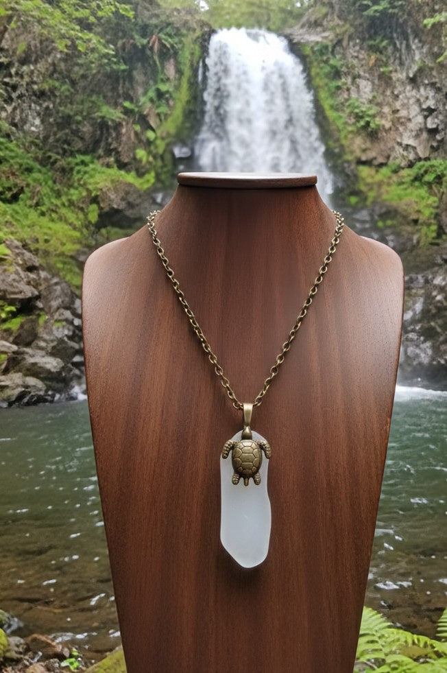 The Unbroken Journey - Sea Glass - Turtle - Necklace
