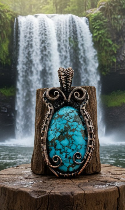 Earth's Equilibrium- Copper Wrapped - Turquoise - Pendant