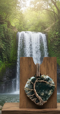 Mosswood Talisman -Copper Wrapped - Tree of life - Green Moss Agate - Pendant