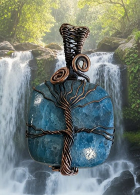 The Whisper of the Oracle- Copper wrapped, Tree of life, Apatite, Pendant