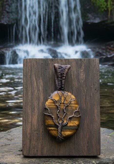 The Harmonizer- Copper wrapped, Tree of life, Tiger Eye Pendant