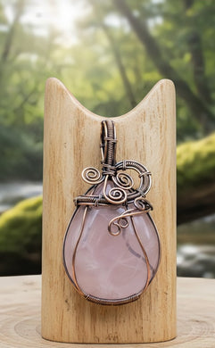 Emanation of Love - Copper wrapped, Rose Quartz, Pendant