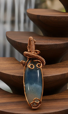 The Anchor of Equilibrium - Copper wrapped, Pendant - Dumortierite