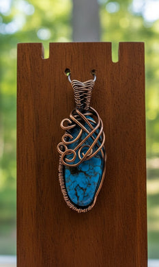 The woven Sky - Turquoise - Copper - Pendant