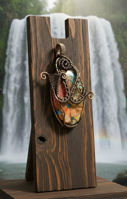 Coral Fire Mosaic - Copper - Spiny Oyster -Pendant