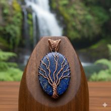 Load image into Gallery viewer, The Rooted Sky - Pendant - Copper - Tree of life - lapis lazuli