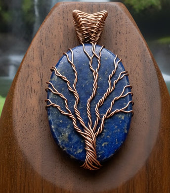 The Rooted Sky - Pendant - Copper - Tree of life - lapis lazuli