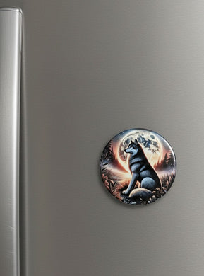 Full Moon Instinct - Fridge Magnet - Wolf