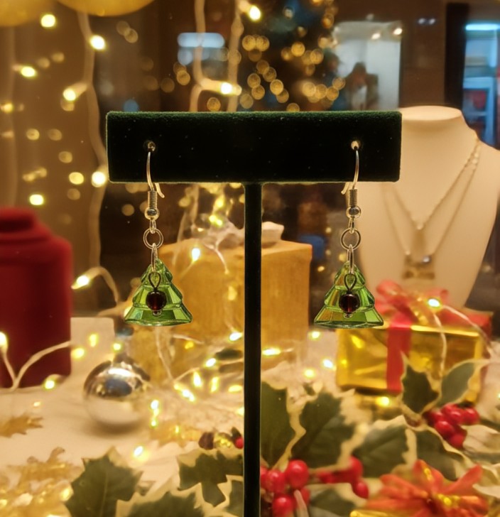 Garnet Courage Christmas Drops - Earrings