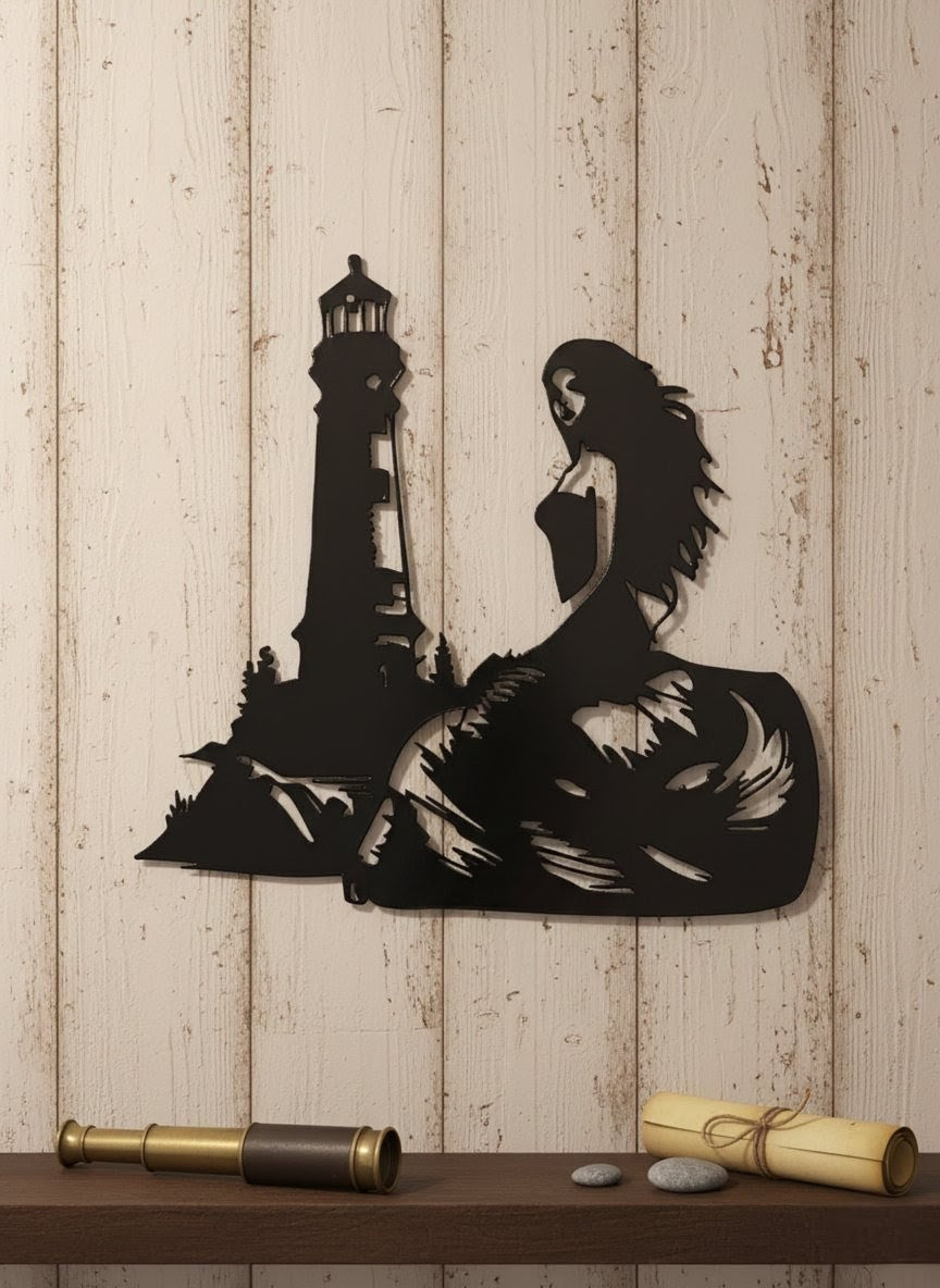The Siren's Light - Mermaid - Lighthouse - Steel Art
