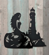 Load image into Gallery viewer, The Siren&#39;s Light - Mermaid - Lighthouse - Steel Art