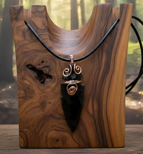 Load image into Gallery viewer, Copper Tear Talisman - Arrowhead - Apache Tear